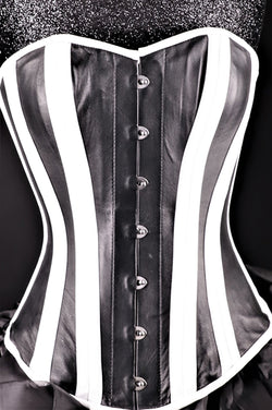 Best Black And White Leather Corset Overbust