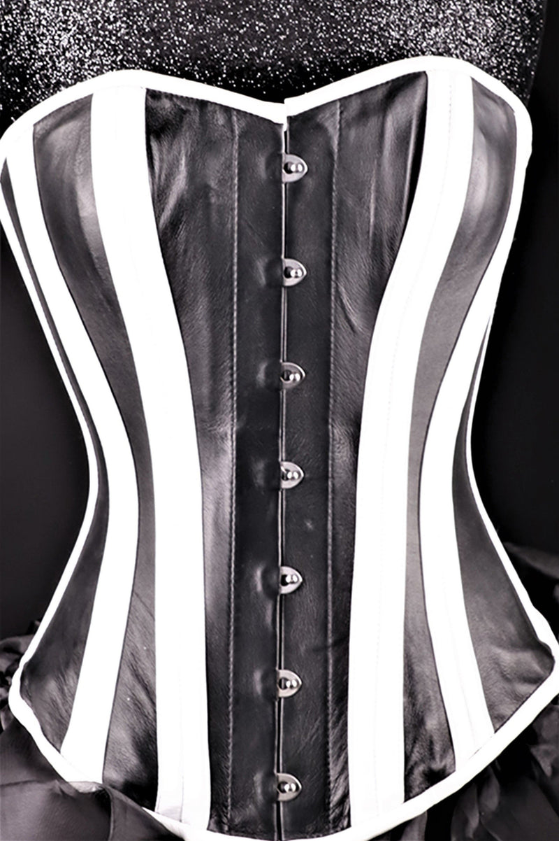 Best Black And White Leather Corset Overbust