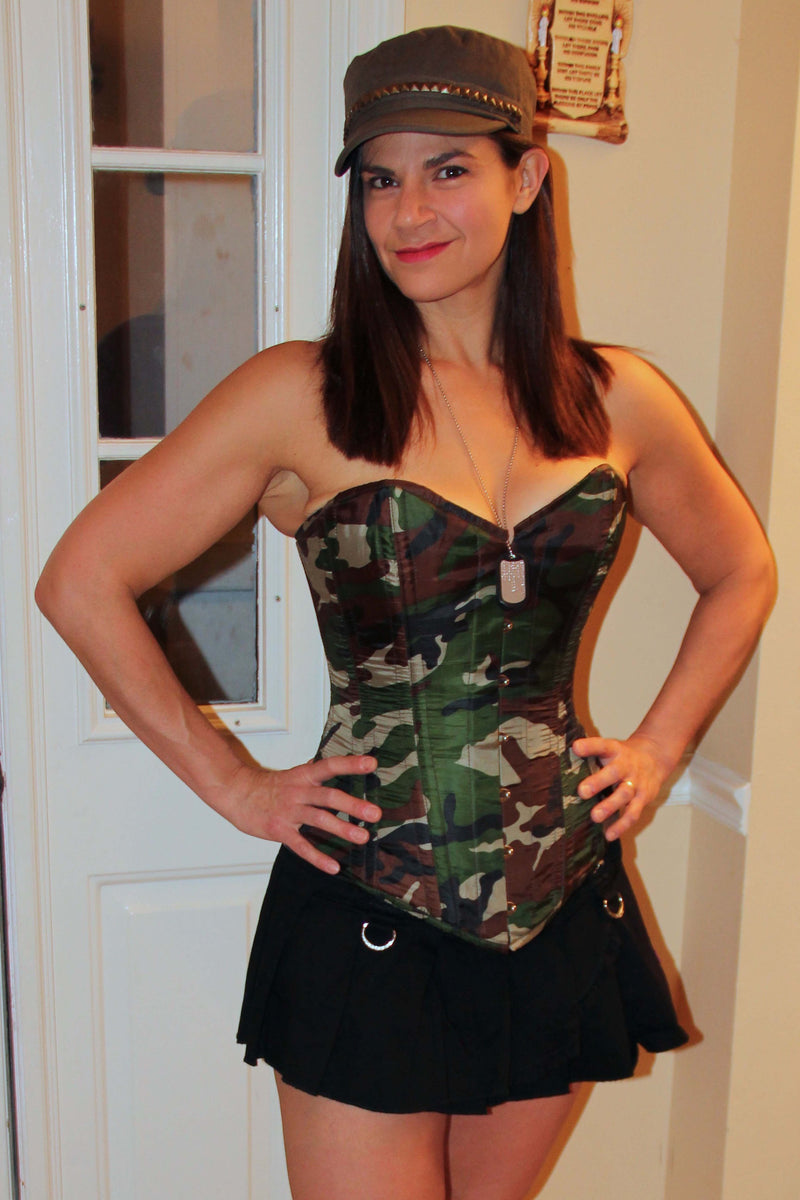 Silk Overbust Corset; Camouflage