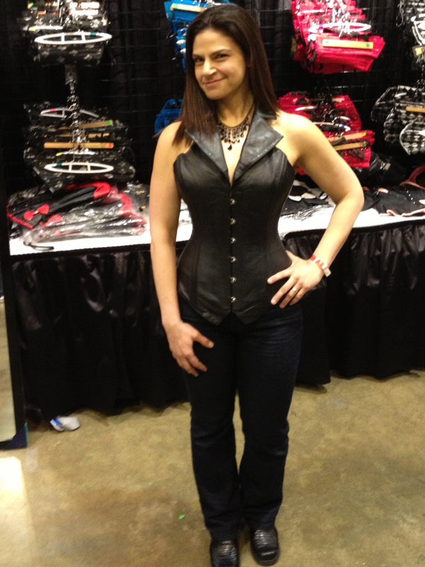 Leather Overbust Corsevest; Black Overbust