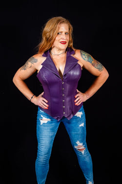 Leather Overbust Corsevest; Purple Overbust