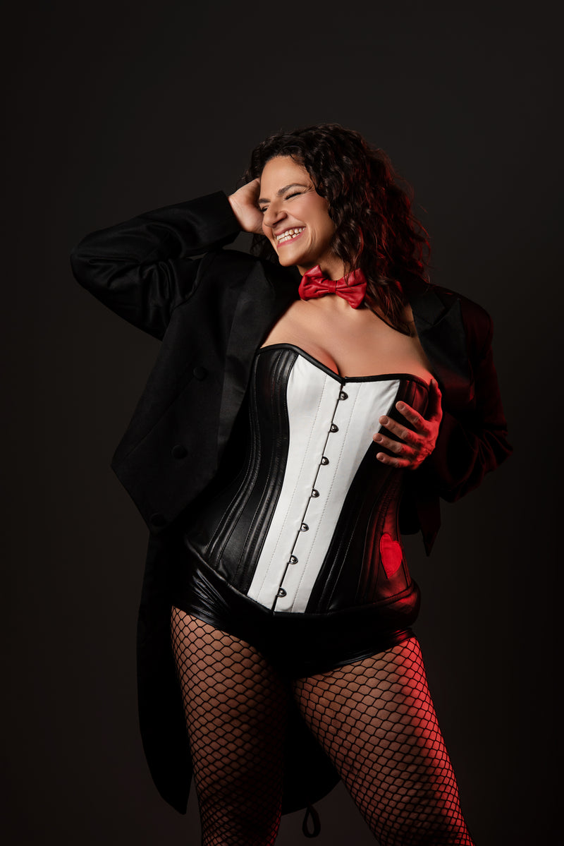 Leather Overbust Corset; Tuxedo