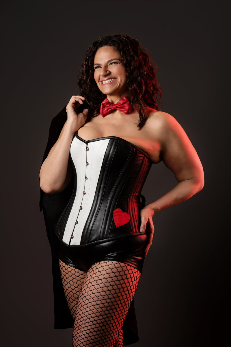 Leather Overbust Corset; Tuxedo