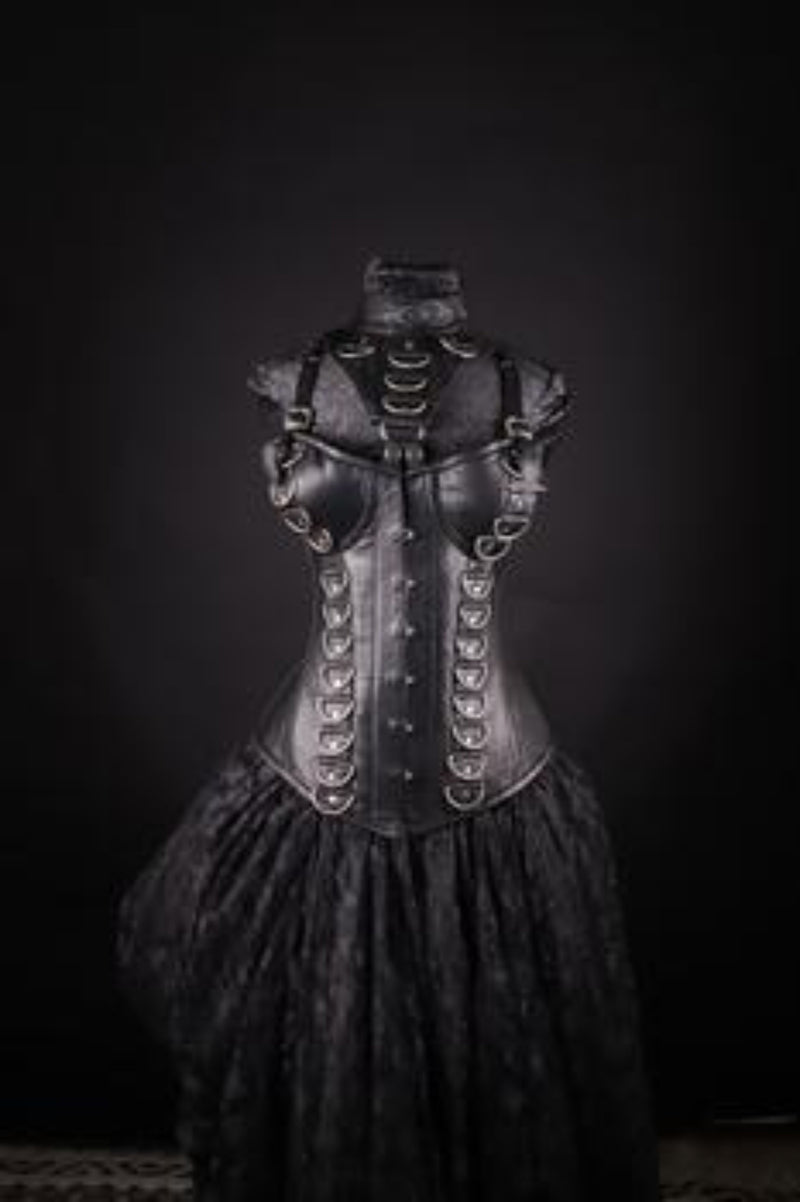 Leather Black D-Ring With Collar Overbust