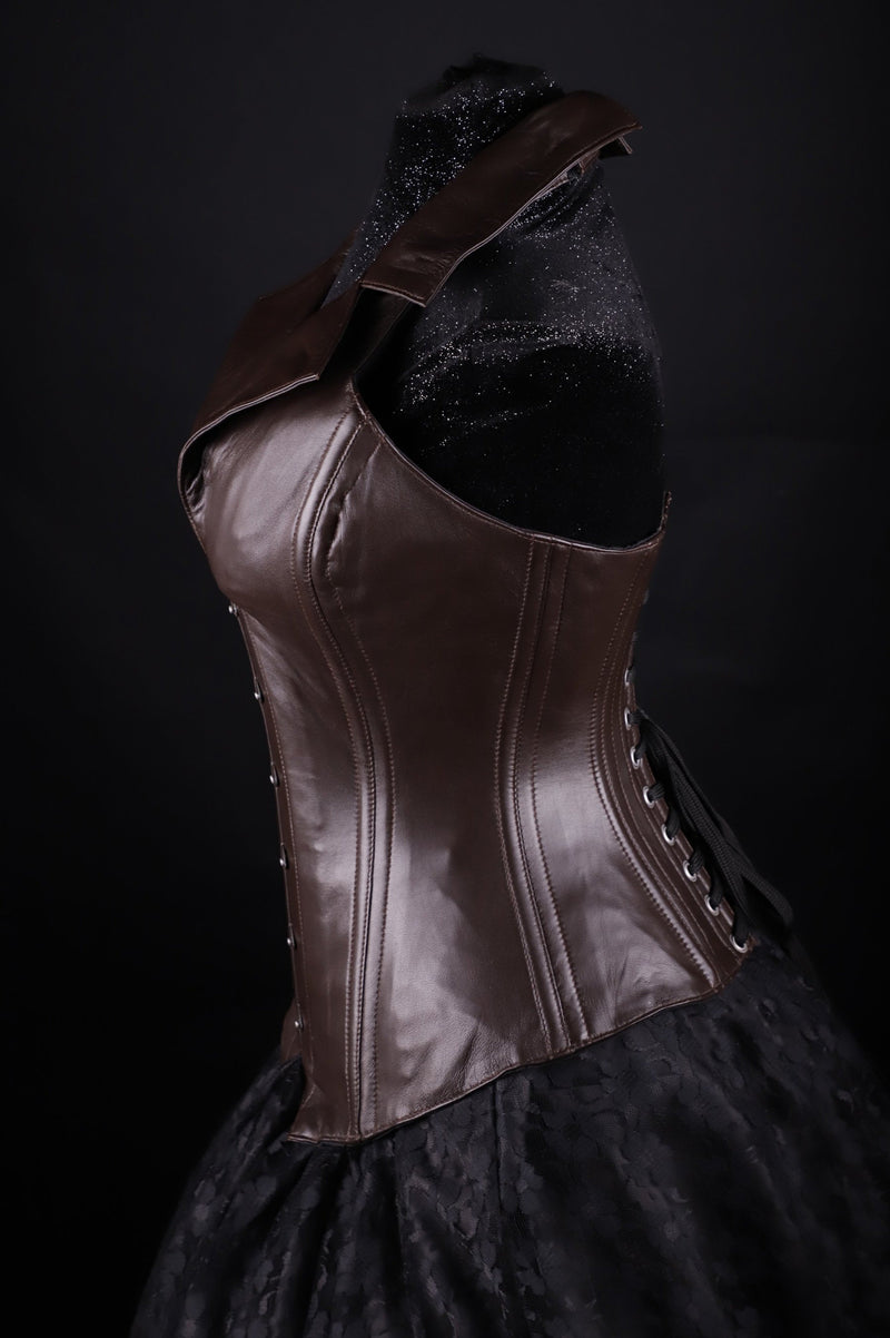 Corsevest Leather Brown Overbust