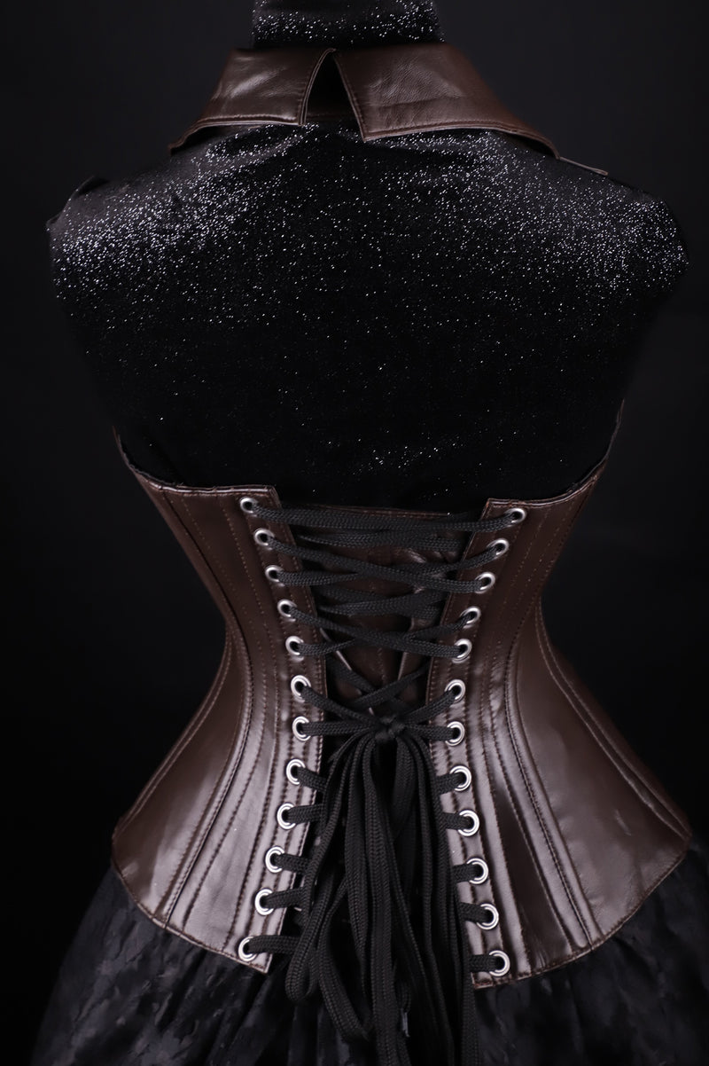 Corsevest Leather Brown Overbust