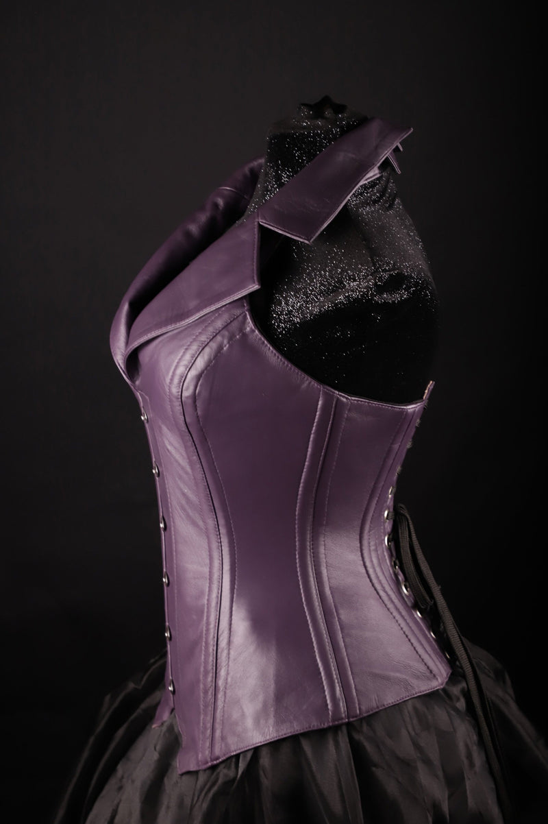 Corsevest Leather Purple Overbust