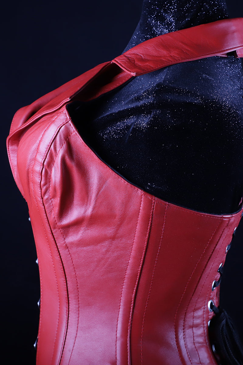 Corsevest Leather Red Overbust