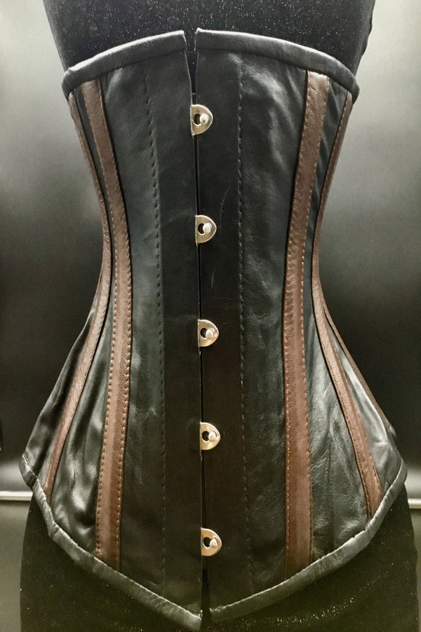 Striped Black And Brown Underbust Corset Underbust