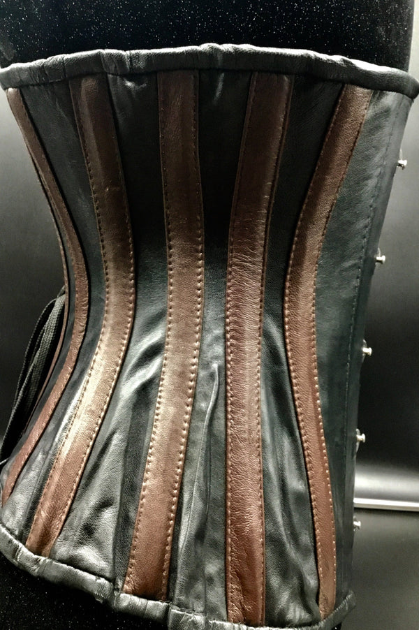 Striped Black And Brown Underbust Corset Underbust