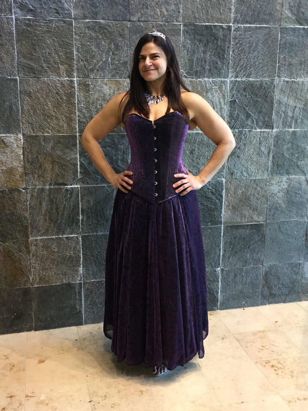 Silk Overbust Corset; Sparkle Purple