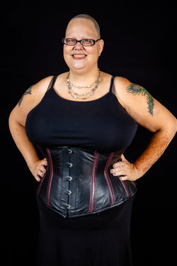 Leather Underbust Cincher; Striped in Black & Purple Underbust