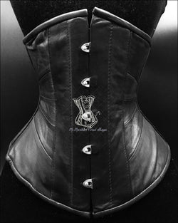 Geometric Black Leather Underbust Corset Underbust