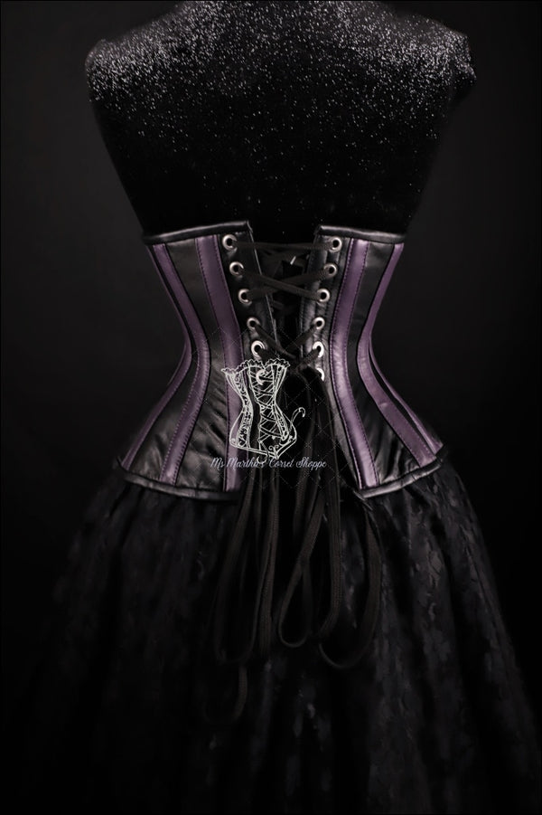 Stripes Purple Black Leather Underbust